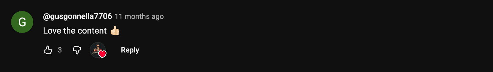 YouTube comment: Love the content