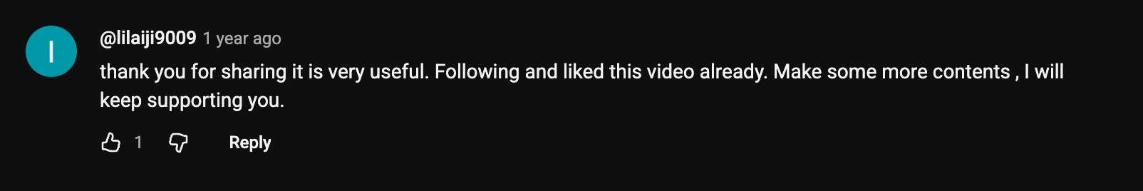 YouTube comment: thank you for sharing it is very useful